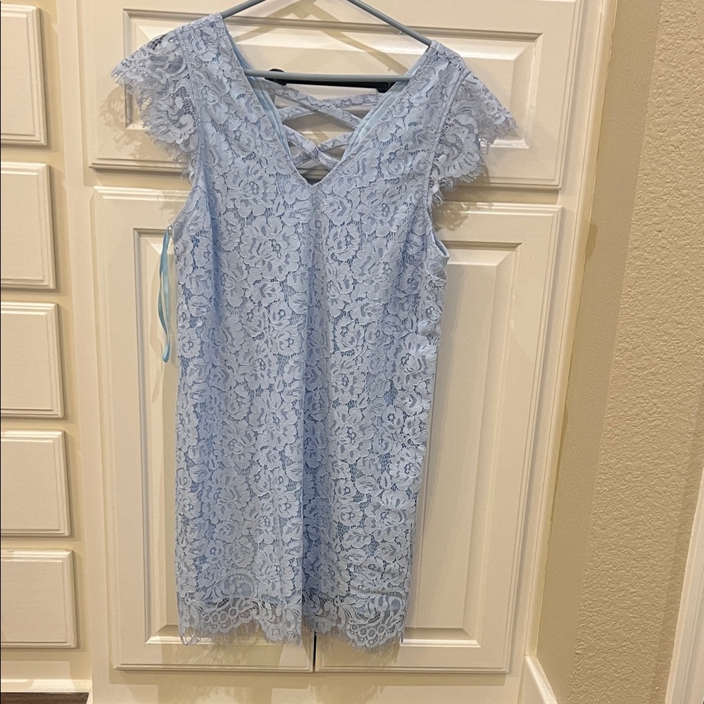 Love Riche Light Blue Lace Backless Dress
